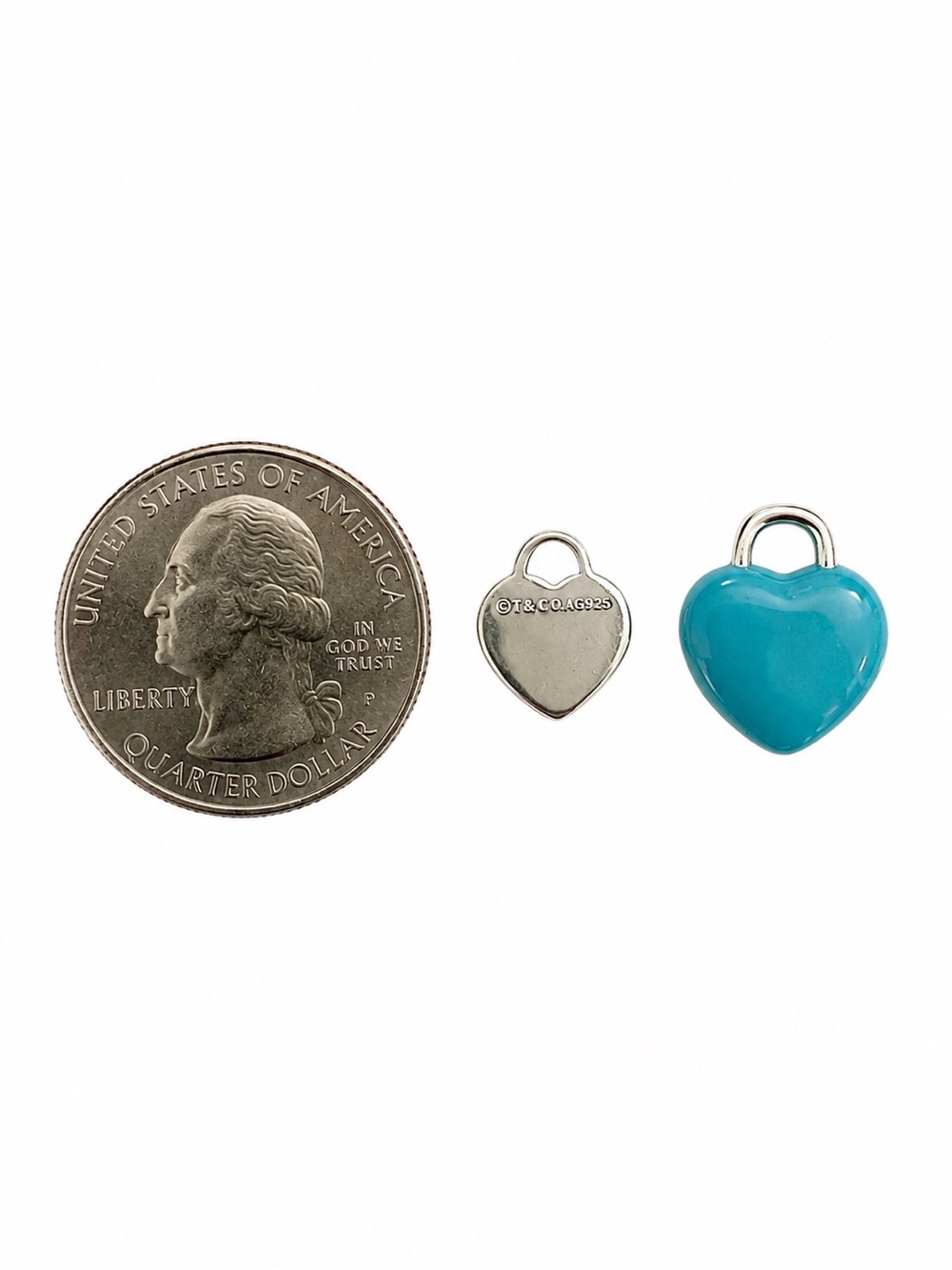 Blue Heart & Silver Heart Charm Pendant Set – Costume Jewelry (2 Pieces) - Picture 2 of 5